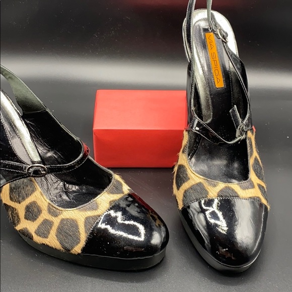 Vintage Via Spiga Patent Leather Mary Janes Animal - Picture 6 of 16